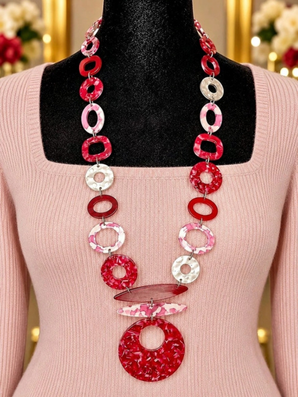 Pink & Red Statement Necklace